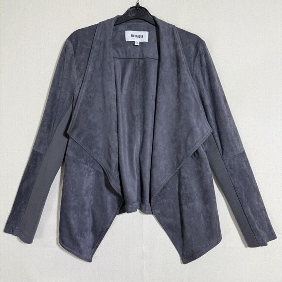 BB Dakota Size Medium "Wade" Jacket Faux Vegan Suede Thunderstorm Slate Blue - Picture 1 of 8